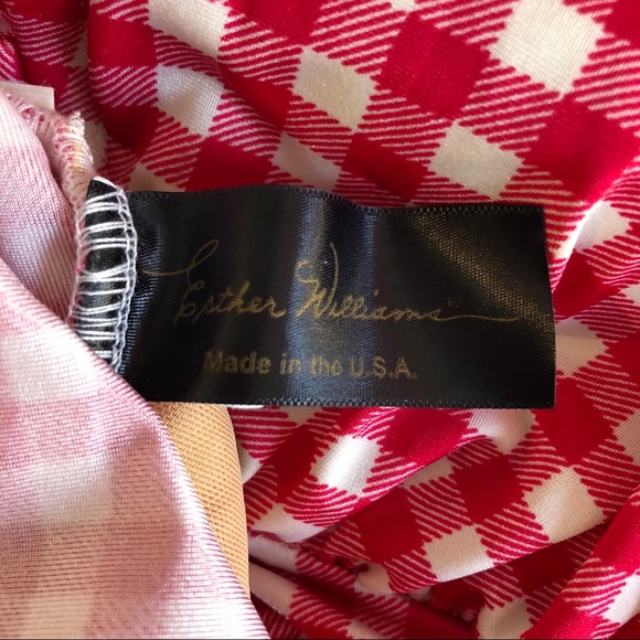 Esther Williams Red Checkered One Piece Swimsuit - Picture 3 of 4